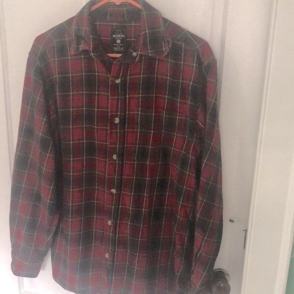 RedHead Other - RedHead button down flannel in shades of red, brown, olive, green & tan plaid.